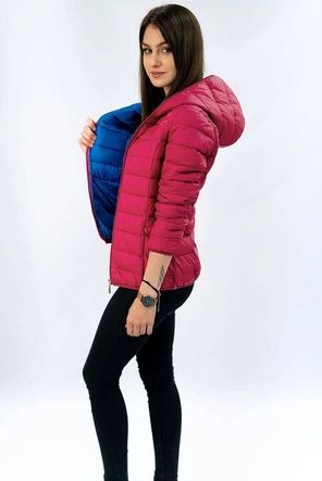 PIKOWANA KURTKA Z KAPTUREM BORDOWA (7092)