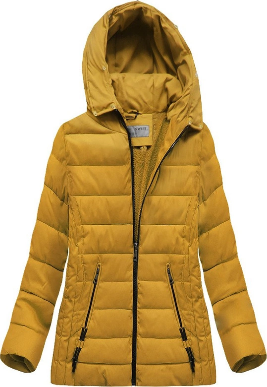 PIKOWANA KURTKA Z KAPTUREM ŻÓŁTA (R9505)
