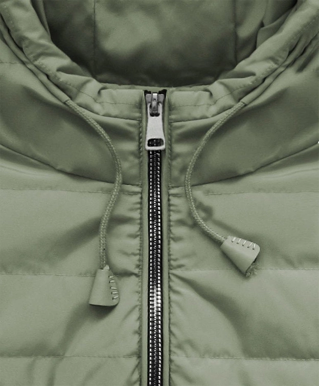 PIKOWANA KURTKA Z KAPTUREM KHAKI (759-1BIG)