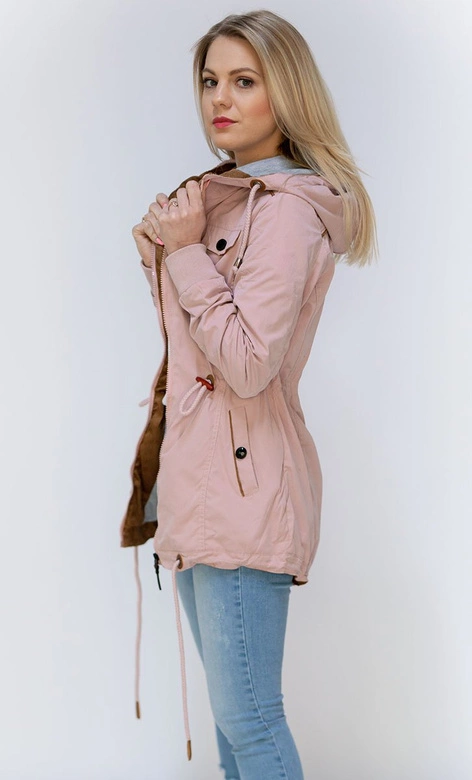 KRÓTKA PARKA Z KAPTUREM ANTYCZNY RÓŻ (TLR335)