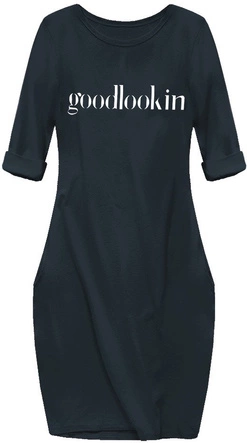 BAWEŁNIANA SUKIENKA OVERSIZE GRANATOWA (X1831X)