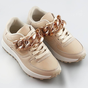 SNEAKERSY Z ŁAŃCUCHEM BEŻOWE (6368)