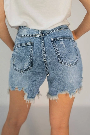 Spodenki jeansowe z wysokim stanem  (H120)