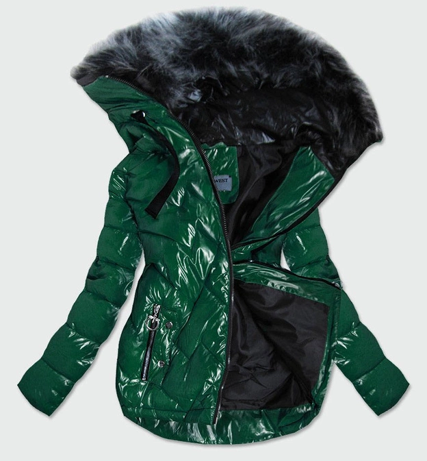 PIKOWANA DAMSKA KURTKA ZIMOWA ZIELONA (B9540)