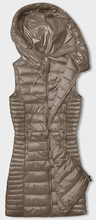 Pikowana kamizelka z kapturem cappuccino (16M9113-62)
