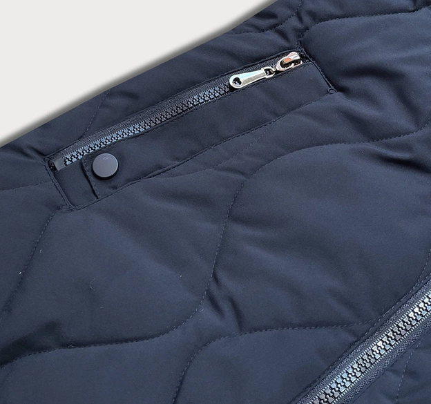 Krótka zimowa kurtka z ozdobnym pikowaniem granatowa (16m9056-215)