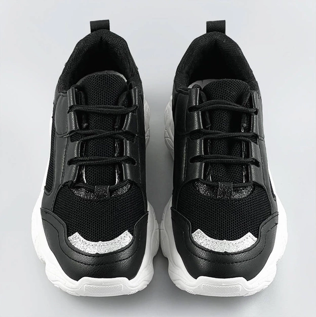Sznurowane sneakersy damskie czarne (172)