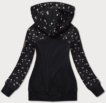 Bluza damska z kwiatuszkami czarna (AMG828)