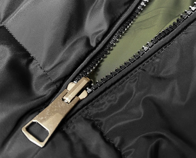 Długa kamizelka damska dwustronna czarna-khaki (B8159-1)