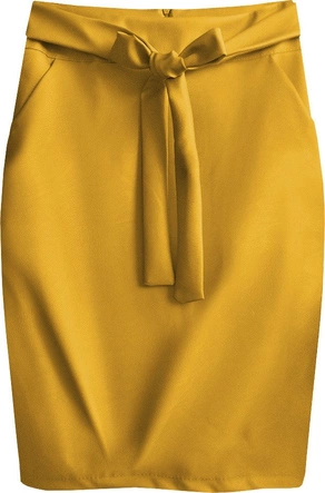 OŁÓWKOWA SPÓDNICA Z EKOSKÓRY ŻÓŁTA (528ART)