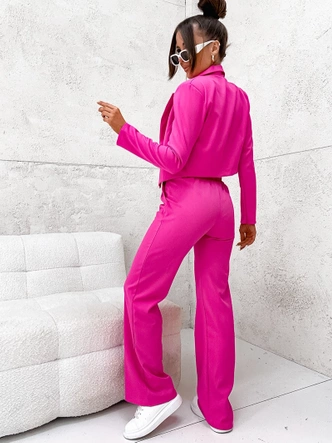 Komplet krótka marynarka + szerokie spodnie fuksja (8263)