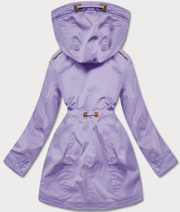 Zimowa parka damska z wstawkami z ekoskóry wrzos (2M-21A93) 