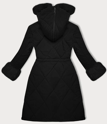 Pikowana kurtka zimowa na futrze Way Mode czarny-czarny (WD202308)