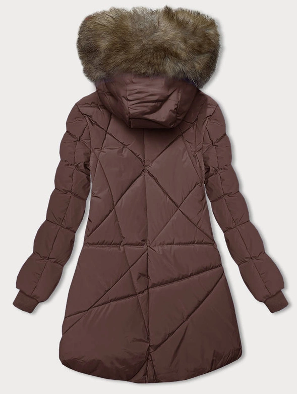 Zimowa kurtka z kapturem brązowa (LHD-23015)