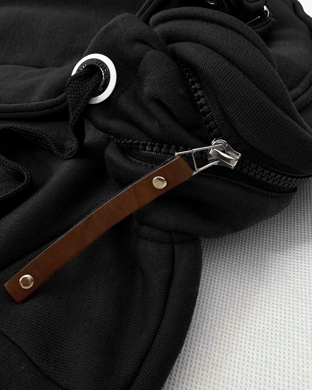 Bluza damska z kapturem i stójką LHD czarna (AMG-171)