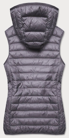 PIKOWANA KAMIZELKA DAMSKA Z KAPTUREM CIEMNOSZARA (13072-105)