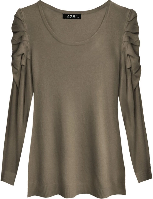 SWETER Z BUFIASTYMI RAMIONAMI KAKAOWY (1528)