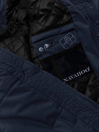 Gruba zimowa kurtka damska z torbą na zakupy Navahoo granatowa (FAHMIYAA)