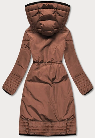 Taliowana kurtka zimowa damska brązowa (h-1071-79)