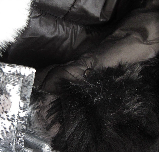 DWUSTRONNA DAMSKA KURTKA ZIMOWA MORO BIAŁA/CZARNA (X003X)