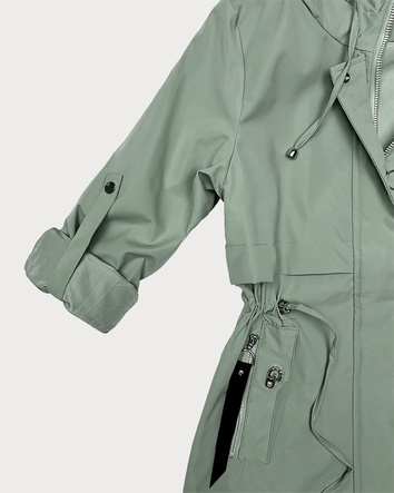 Lekka parka damska na podszewce Goodlookin szarozielona (KK60407-3#)