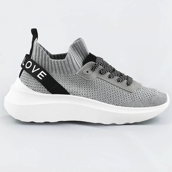 Wsuwane sneakersy damskie srebrne (ll66-3sp)