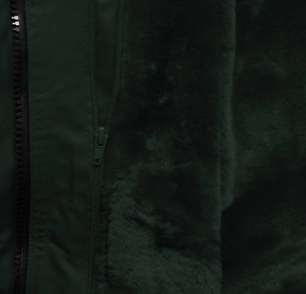 ZIMOWA DAMSKA PARKA Z PODPINKĄ CIEMNOZIELONA (B2635)