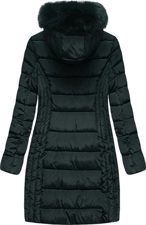 DAMSKA DŁUŻSZA KURTKA ZIMOWA Z KAPTUREM ZIELEŃ (R2620)