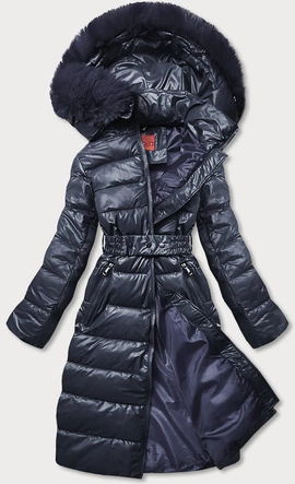 DŁUGA KURTKA ZIMOWA DAMSKA GRANATOWA (TY040-2)