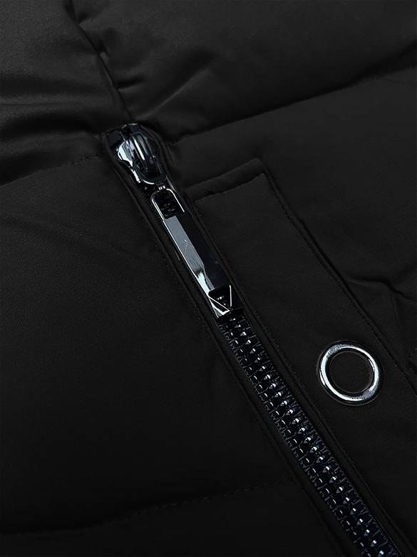 Zimowa kurtka damska z futrzaną podszewką czarna S'west (B8206-1)