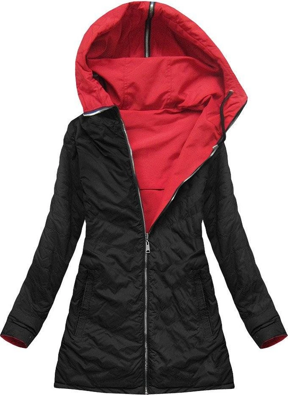 DWUSTRONNA KURTKA Z KAPTUREM CZERWONA (W640)