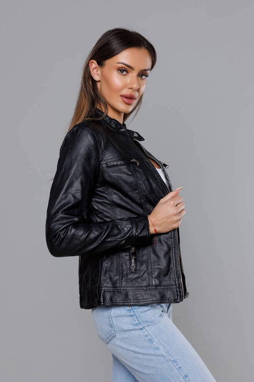 Kurtka ramoneska ze stójką czarna (11Z8010)