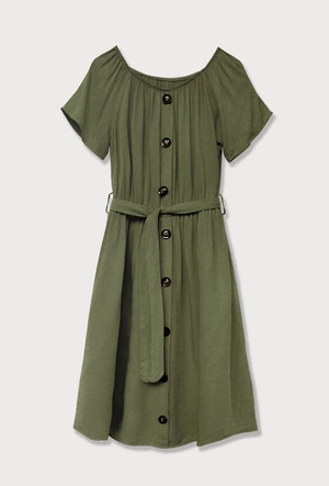 SUKIENKA MIDI Z GUZIKAMI KHAKI (398ART)