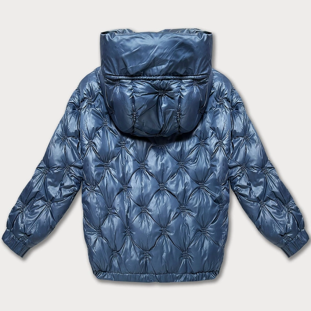 Oversizowa kurtka pikowana z kapturem Minority niebieska (M2-6510-30)