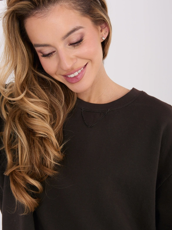 Bawełniana damska bluza basic Goodlookin ciemny brąz (A1047)