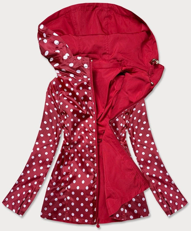 KURTKA DAMSKA TYPU 2W1 BORDO-KROPKI (R8893)