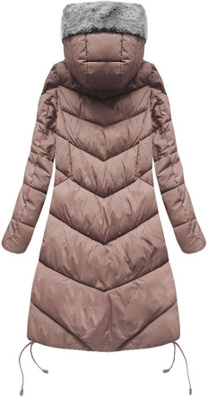 DŁUGA KURTKA ZIMOWA Z KAPTUREM ANTYCZNY RÓŻ (J18-002)