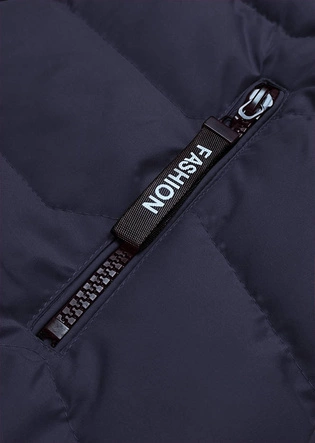 Kamizelka damska z kapturem granatowa (R8133-3)