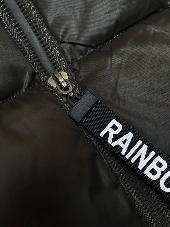 Krótki bezrękawnik damski ze stójką khaki (B8158-11)