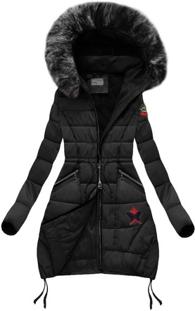 KURTKA ZIMOWA Z KAPTUREM CZARNA (B3595)