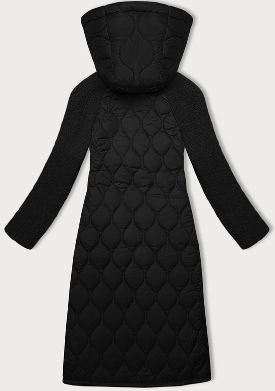 Pikowana przejściowa kurtka damska do kolan Way Mode czarna (OMS-10WD-01)