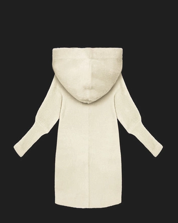 Narzutka kurtka alpaka z kapturem ecru (19905.1)