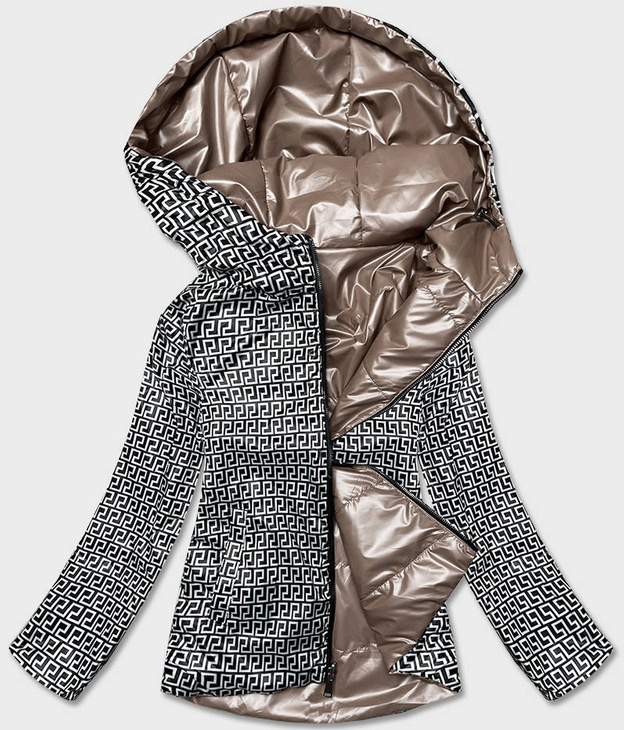 Dwustronna kurtka damska z kapturem cappuccino (br9795-12)