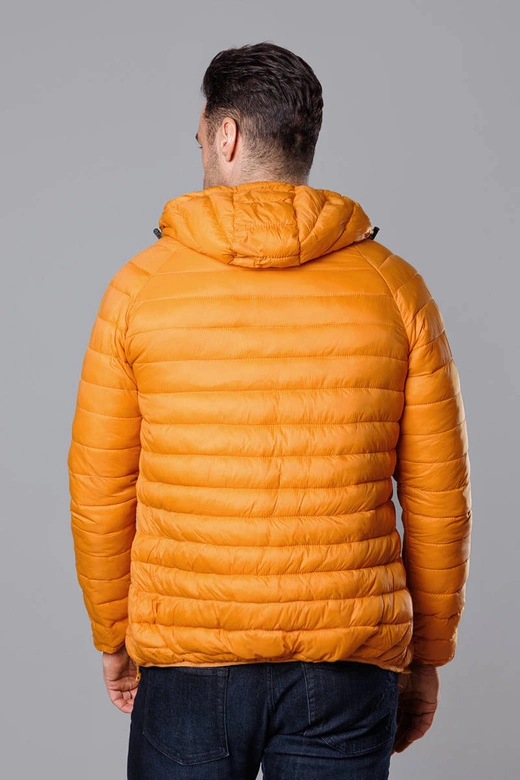 Pikowana kurtka męska z kapturem żółta (HM112-62)