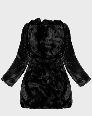 Futrzana kurtka damska z kapturem S'West czarna (B8062-1)