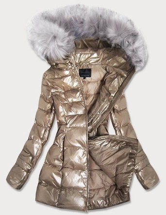 DAMSKA BŁYSZCZĄCA KURTKA ZIMOWA ZŁOTA (GWW1939)