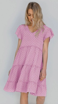 LETNIA SUKIENKA W GROCHY LILAC (584ART)