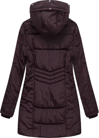 DŁUŻSZA PIKOWANA KURTKA Z KAPTUREM CIEMNOFIOLETOWA (XR2625X)
