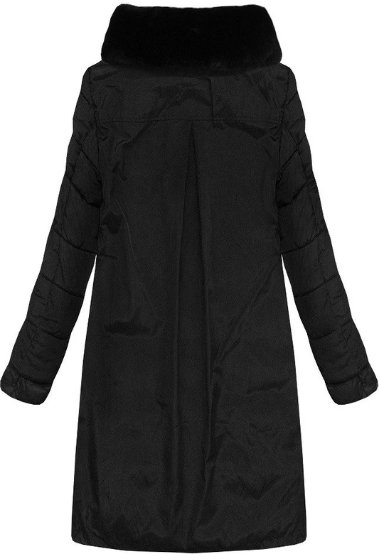 DAMSKA ZIMOWA KURTKA Z ŁĄCZONYCH MATERIAŁÓW CZARNA (J19-011)