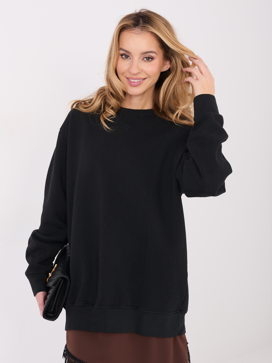 Bawełniana damska bluza basic Goodlookin czarna (A1047)